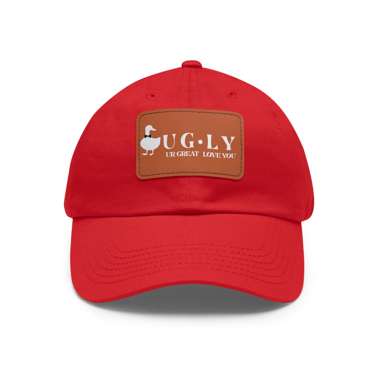 UG⋅LY (UR GREAT) on Leather Patch Hat (w/white logo)