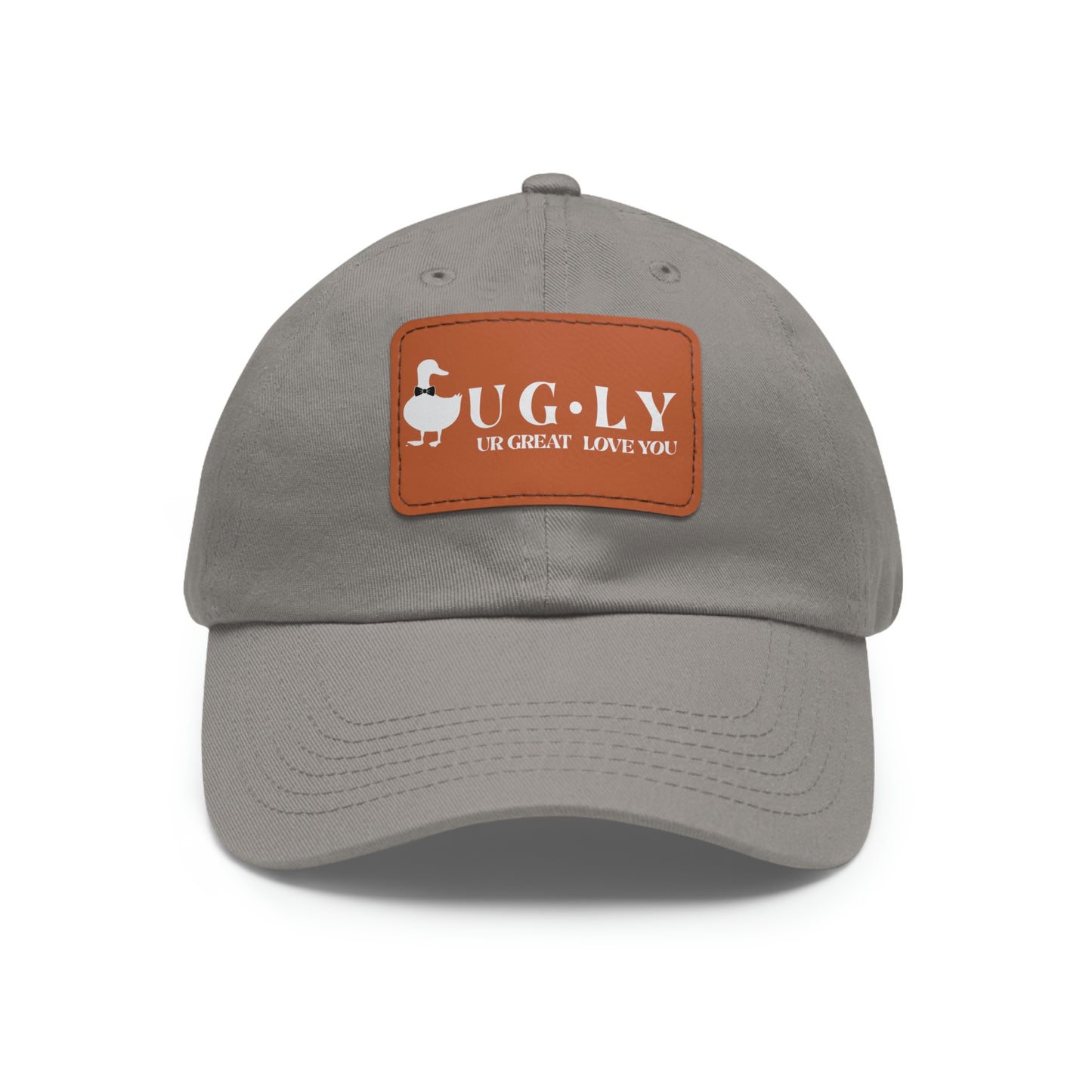 UG⋅LY (UR GREAT) on Leather Patch Hat (w/white logo)