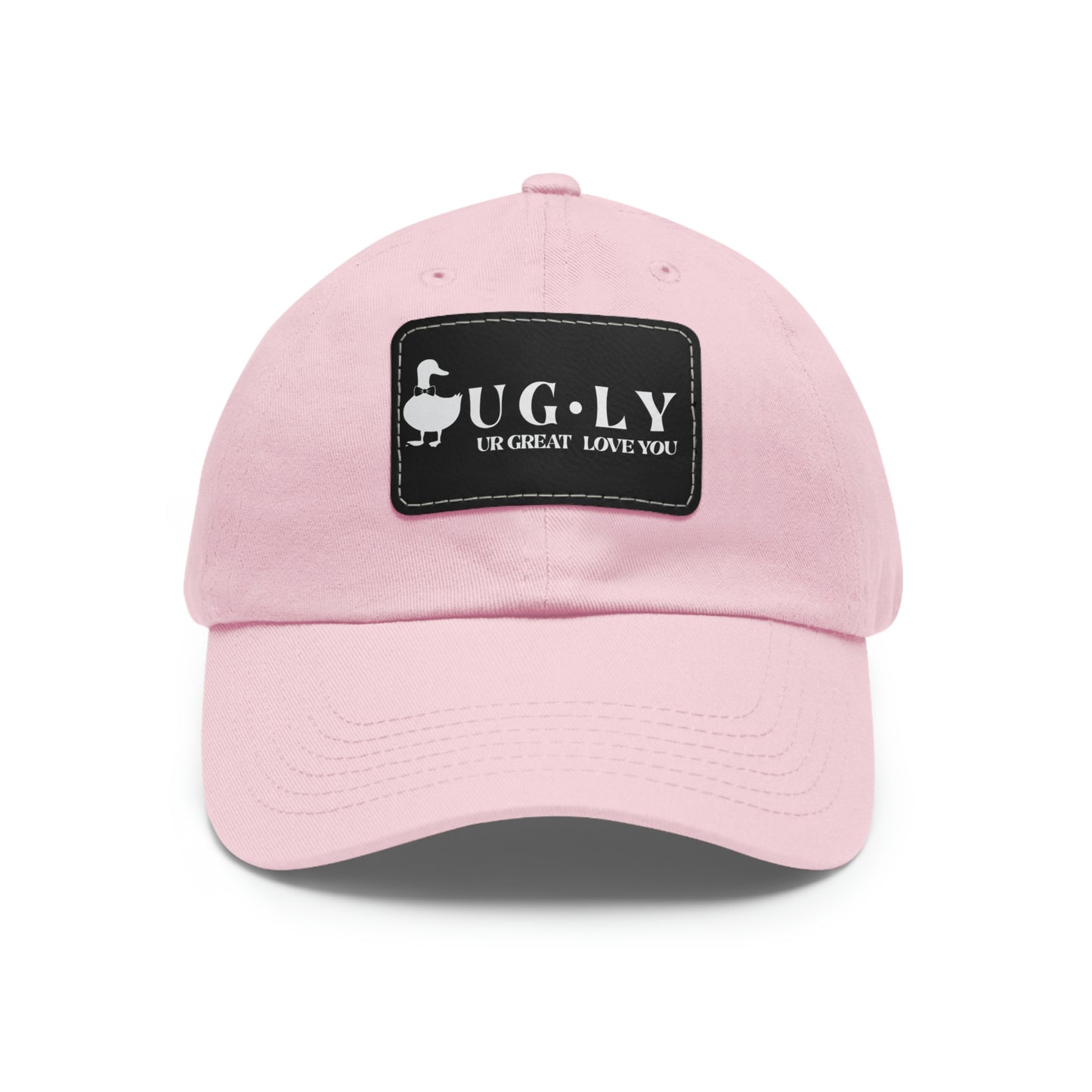 UG⋅LY (UR GREAT) on Leather Patch Hat (w/white logo)
