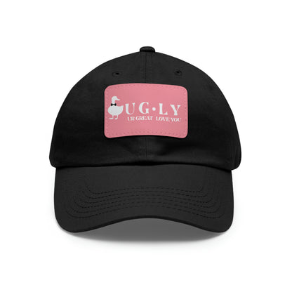 UG⋅LY (UR GREAT) on Leather Patch Hat (w/white logo)
