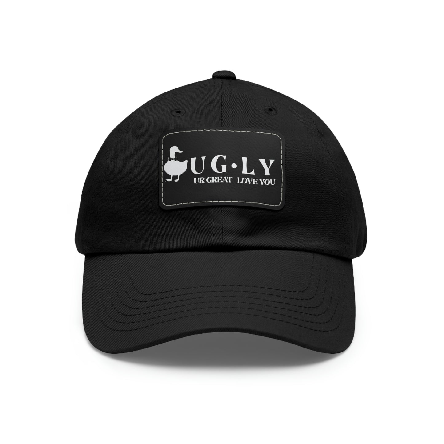 UG⋅LY (UR GREAT) on Leather Patch Hat (w/white logo)