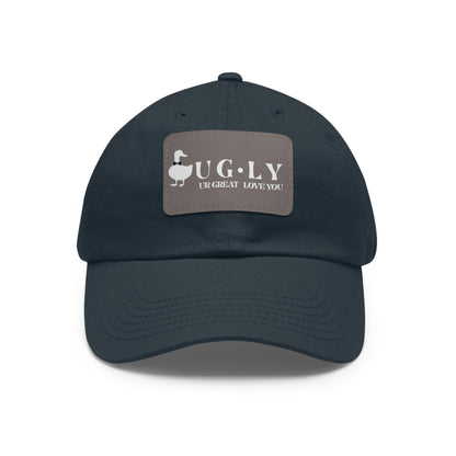 UG⋅LY (UR GREAT) on Leather Patch Hat (w/white logo)