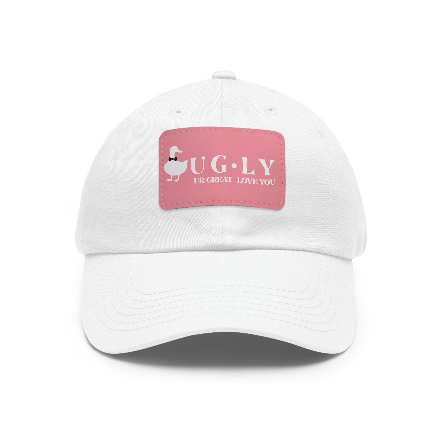 UG⋅LY (UR GREAT) on Leather Patch Hat (w/white logo)
