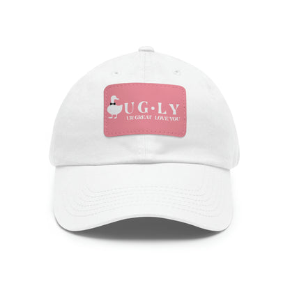 UG⋅LY (UR GREAT) on Leather Patch Hat (w/white logo)