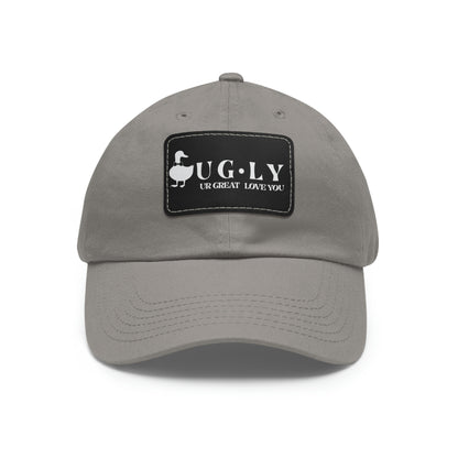 UG⋅LY (UR GREAT) on Leather Patch Hat (w/white logo)
