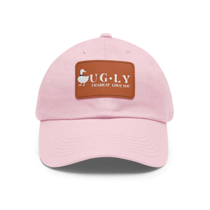 UG⋅LY (UR GREAT) on Leather Patch Hat (w/white logo)