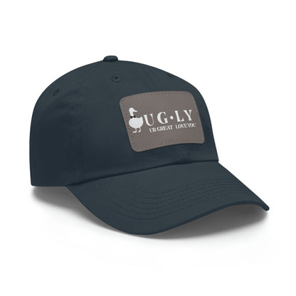UG⋅LY (UR GREAT) on Leather Patch Hat (w/white logo)