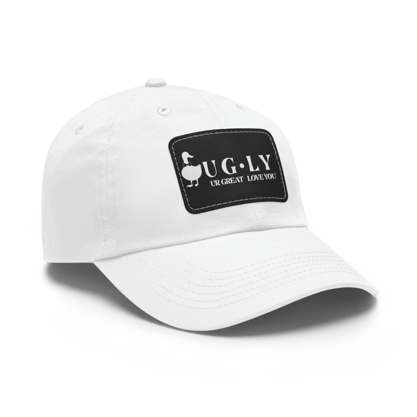 UG⋅LY (UR GREAT) on Leather Patch Hat (w/white logo)