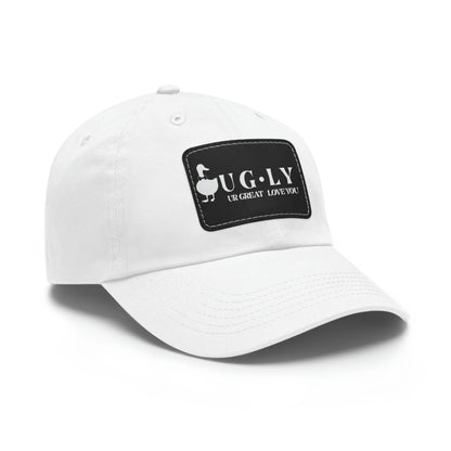 UG⋅LY (UR GREAT) on Leather Patch Hat (w/white logo)