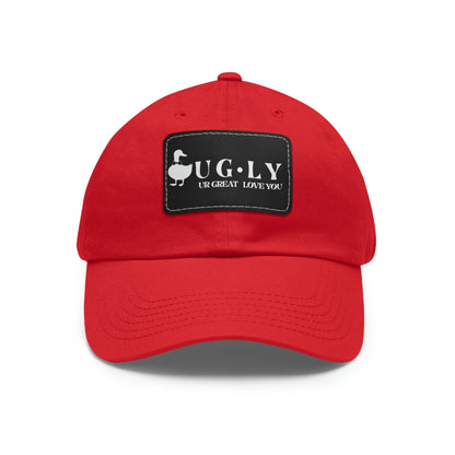 UG⋅LY (UR GREAT) on Leather Patch Hat (w/white logo)