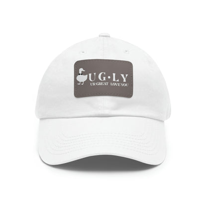 UG⋅LY (UR GREAT) on Leather Patch Hat (w/white logo)