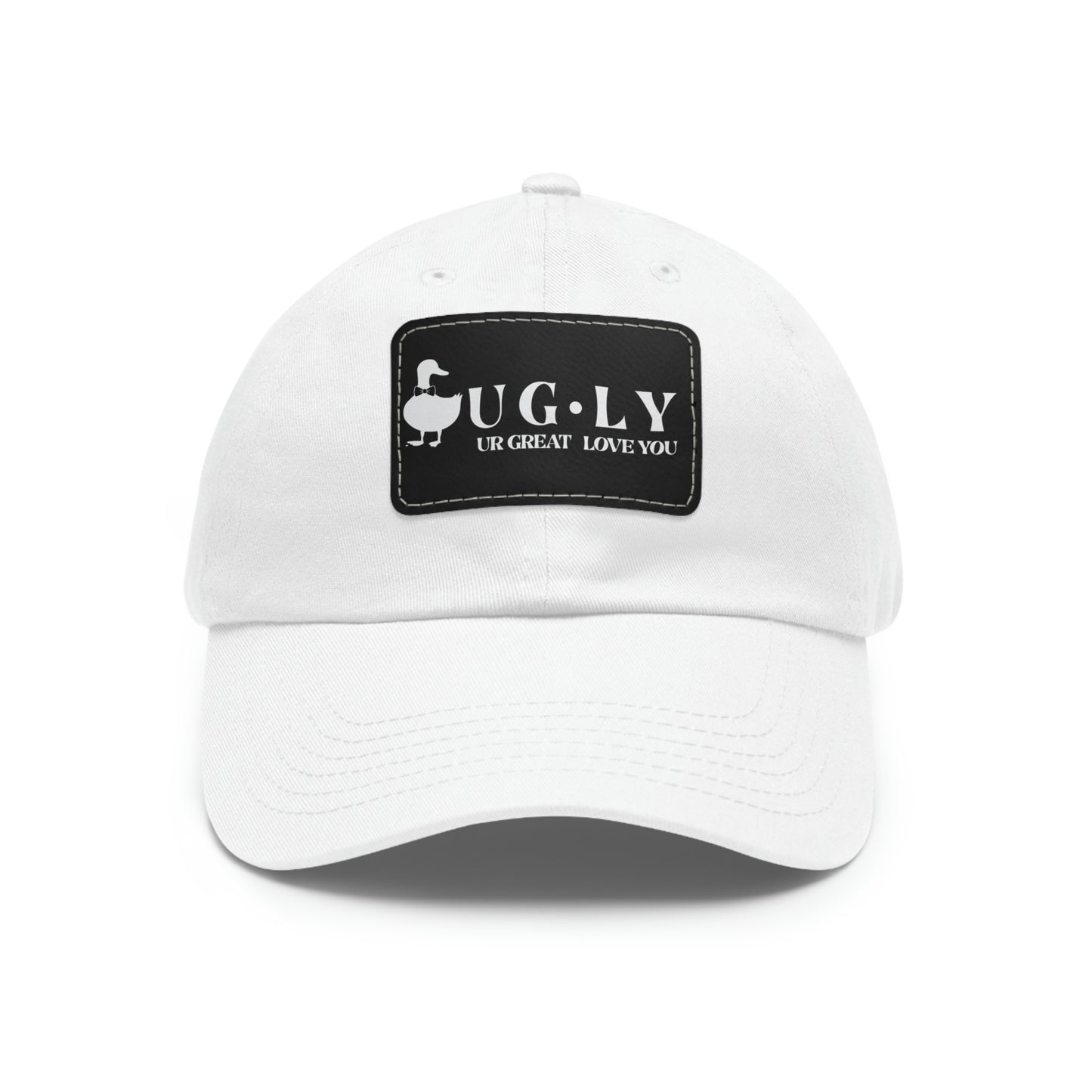 UG⋅LY (UR GREAT) on Leather Patch Hat (w/white logo)
