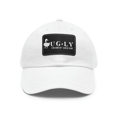 UG⋅LY (UR GREAT) on Leather Patch Hat (w/white logo)