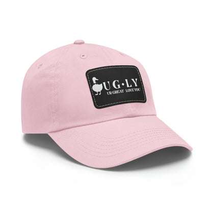 UG⋅LY (UR GREAT) on Leather Patch Hat (w/white logo)