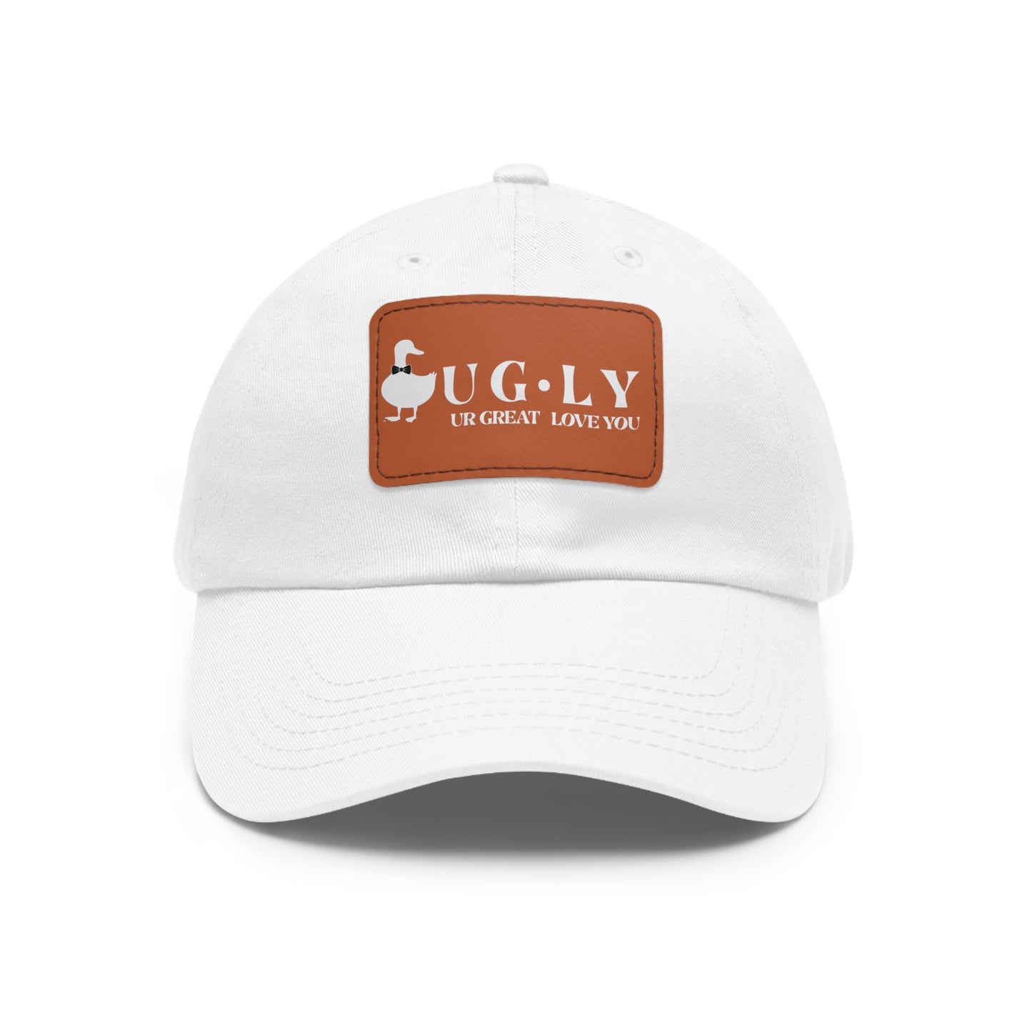 UG⋅LY (UR GREAT) on Leather Patch Hat (w/white logo)