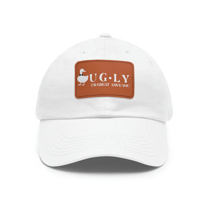 UG⋅LY (UR GREAT) on Leather Patch Hat (w/white logo)