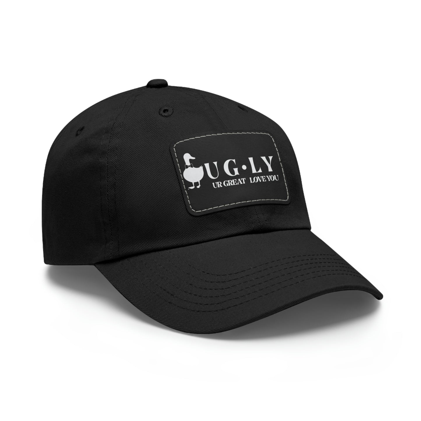 UG⋅LY (UR GREAT) on Leather Patch Hat (w/white logo)