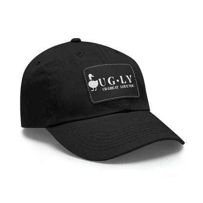 UG⋅LY (UR GREAT) on Leather Patch Hat (w/white logo)