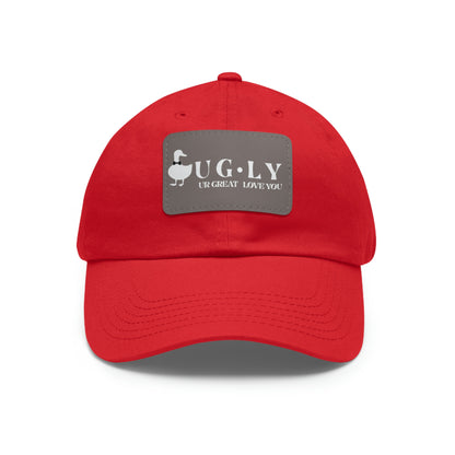 UG⋅LY (UR GREAT) on Leather Patch Hat (w/white logo)