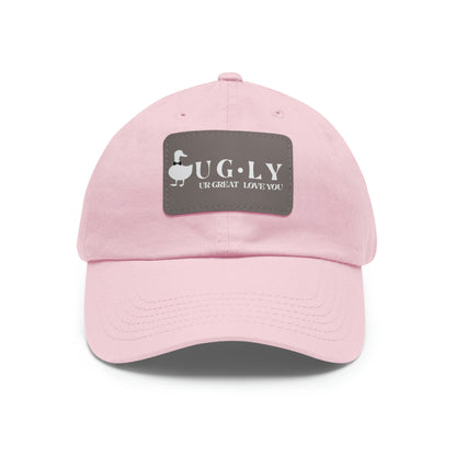 UG⋅LY (UR GREAT) on Leather Patch Hat (w/white logo)
